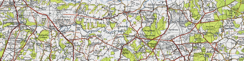 Old map of Hyde End in 1945