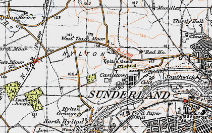 Old map of Hylton Castle in 1947