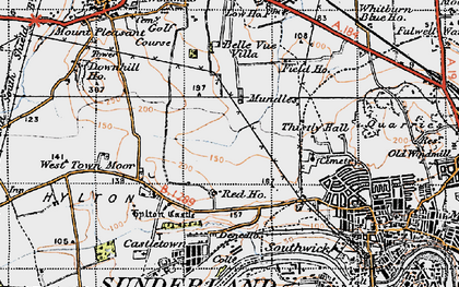 Old map of Hylton Red House in 1947