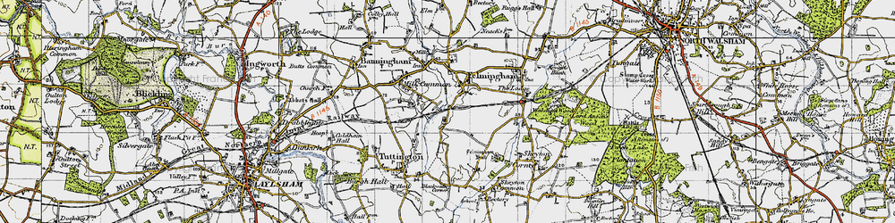 Old map of Hyltons Crossways in 1945