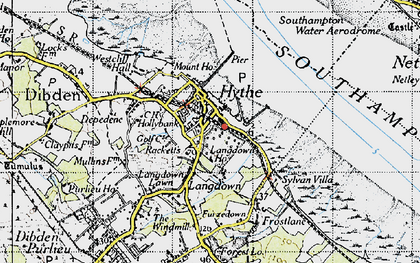 Old map of Hythe in 1945