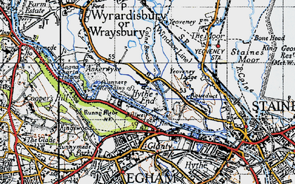 Old map of Wraysbury River in 1940