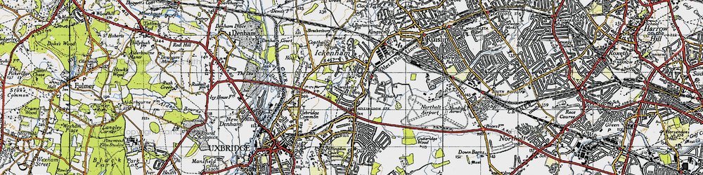 Old map of Ickenham in 1945