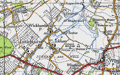 Old map of Ickham in 1947