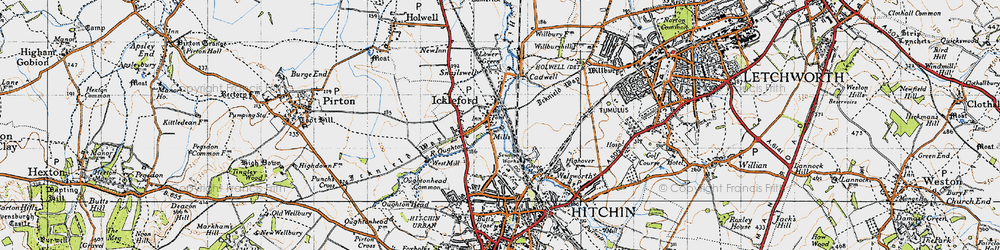 Old map of Ickleford in 1946