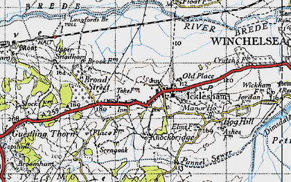 Old map of Icklesham in 1940