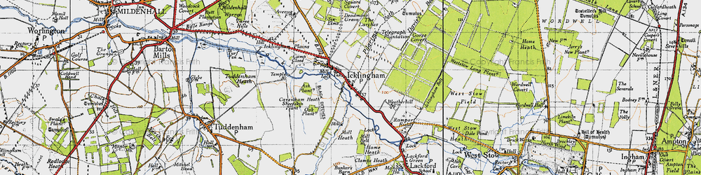 Old map of Icklingham in 1946