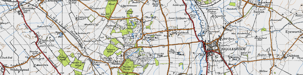 Old map of Ickwell in 1946