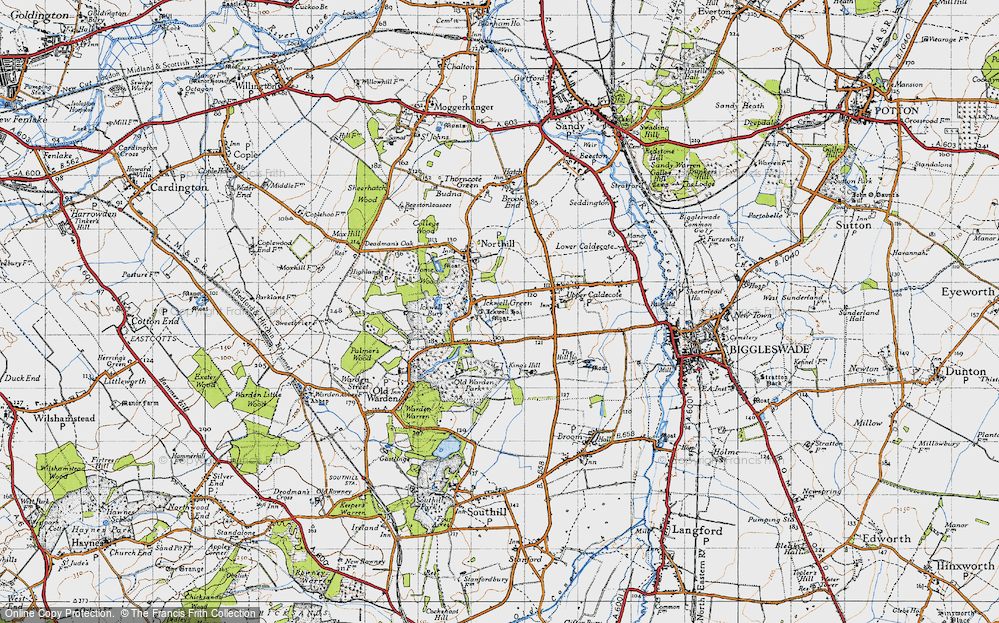 Old Map of Historic Map covering Ickwell Bury in 1946