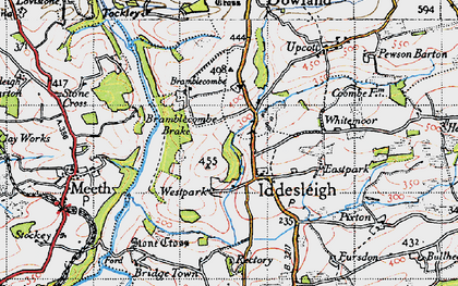 Old map of Iddesleigh in 1946