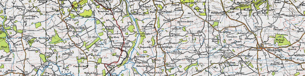 Old map of Iddesleigh in 1946