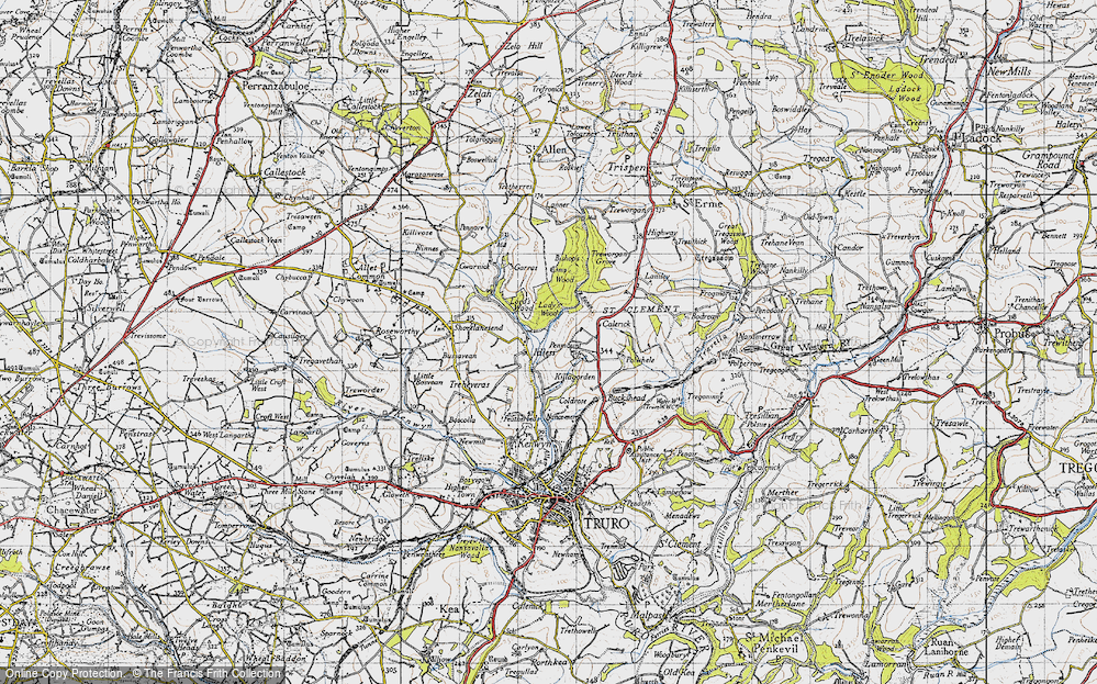 Old Map of Historic Map covering Polwhele in 1946