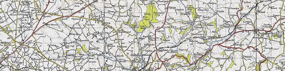 Old map of Polwhele in 1946