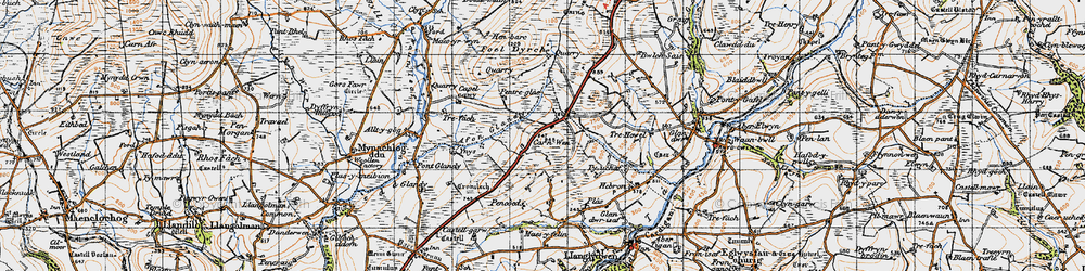 Old map of Afon Glandy in 1946
