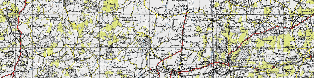 Old map of Ifield Green in 1940
