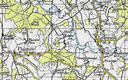 Old map of Ifold in 1940