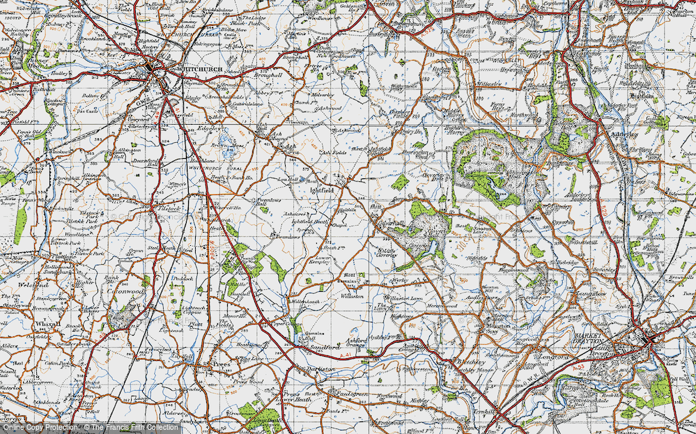 Old Map of Historic Map covering Ashacres in 1947