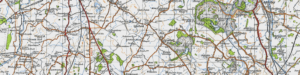 Old map of Ightfield Heath in 1947