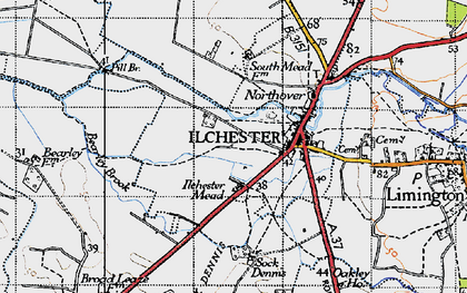 Old map of Ilchester Mead in 1945