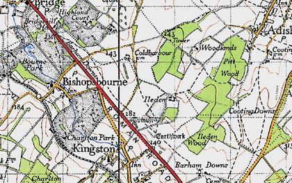 Old map of Ileden in 1947