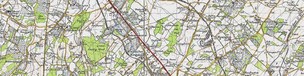 Old map of Ileden in 1947