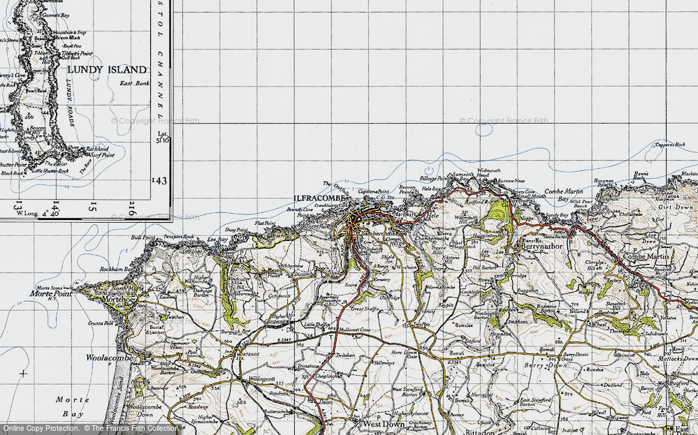 Old Map of Historic Map covering Langleigh in 1946