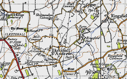Old map of Ilketshall St Andrew in 1946