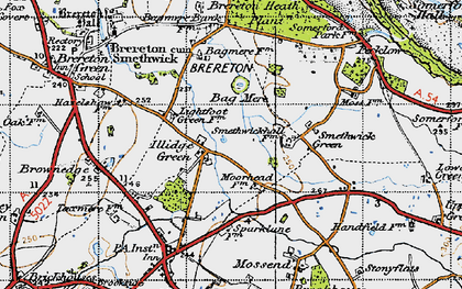 Old map of Bag Mere in 1947