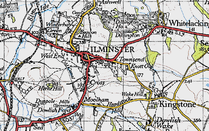 Old map of Ilminster in 1945