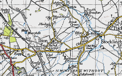 Old map of Ilton in 1945