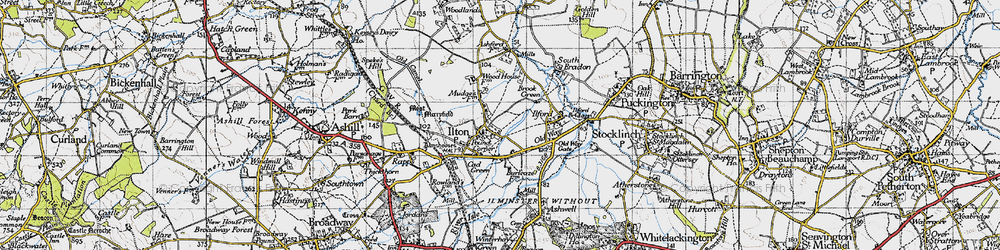 Old map of Ilton in 1945