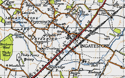 Old map of Ingatestone in 1946