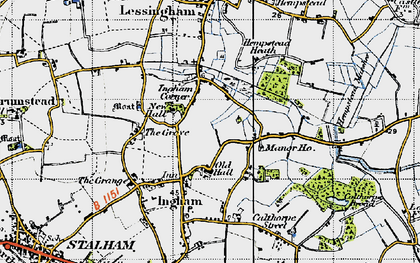 Old map of Ingham in 1945