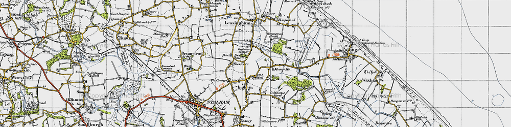 Old map of Ingham in 1945