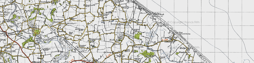 Old map of Ingham Corner in 1945