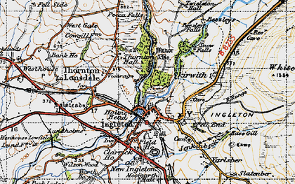 Old map of Lead Mine Moss in 1947