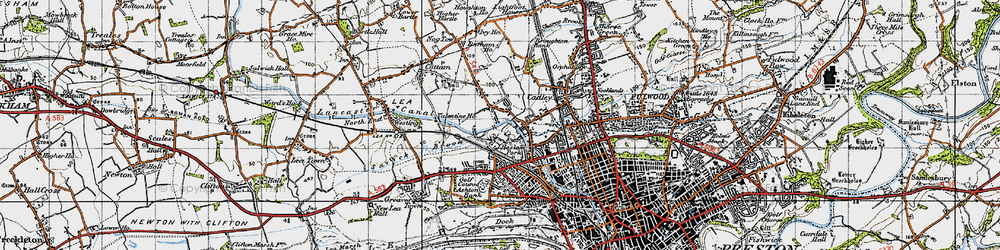 Old map of Ingol in 1947