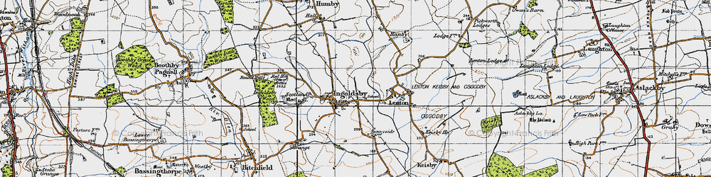 Old map of Ingoldsby in 1946