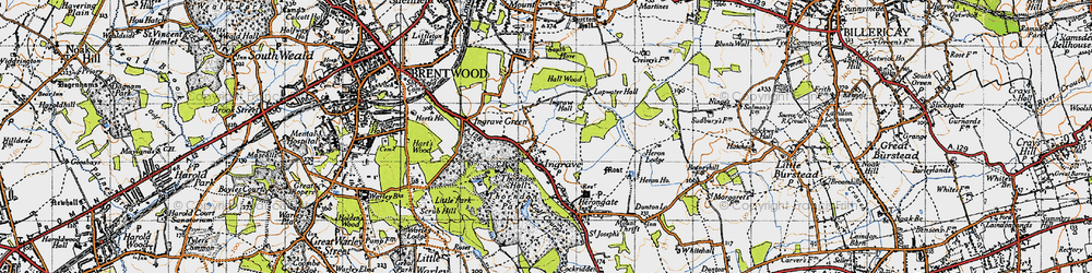 Old map of Ingrave in 1946