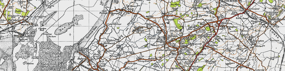 Old map of Ingst in 1946