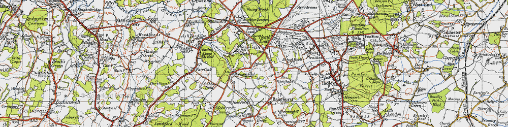 Old map of Inhurst in 1945