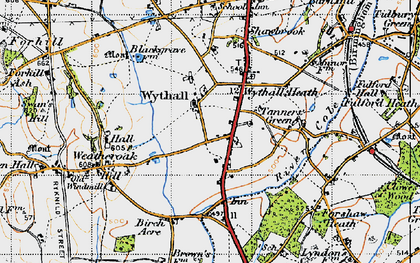 Old map of Inkford in 1947
