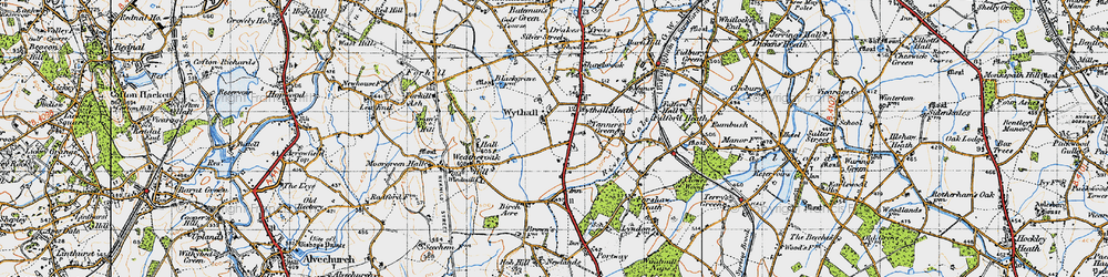 Old map of Inkford in 1947