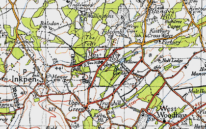 Old map of Inkpen in 1945