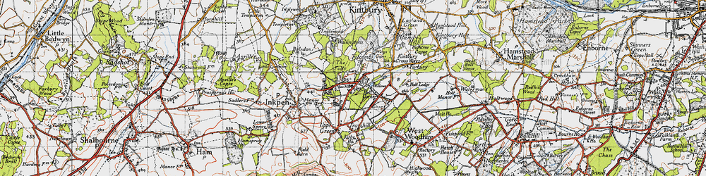 Old map of Inkpen in 1945