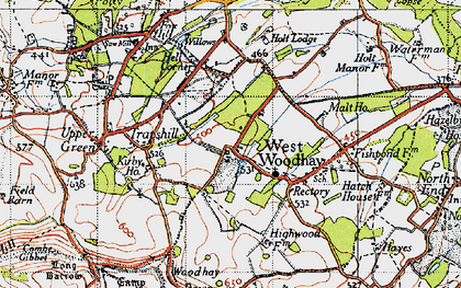 Old map of Inkpen Common in 1945