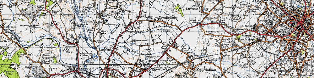 Old map of Innsworth in 1947