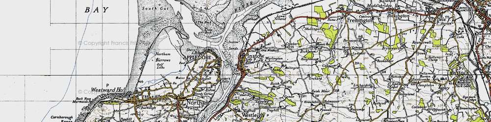 Old map of Instow in 1946