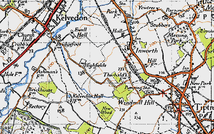 Old map of Inworth in 1945