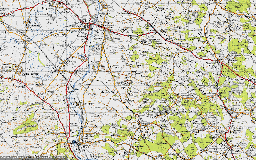 Old Map of Historic Map covering Wicks Hill in 1947